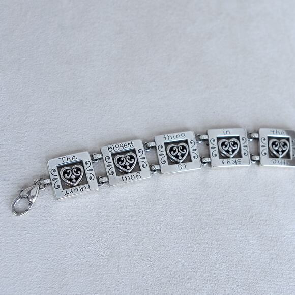 Brighton Red Dress Square Link Bracelet Silver Plated Vintage Retired 7.25-8.25" - Picture 2 of 6